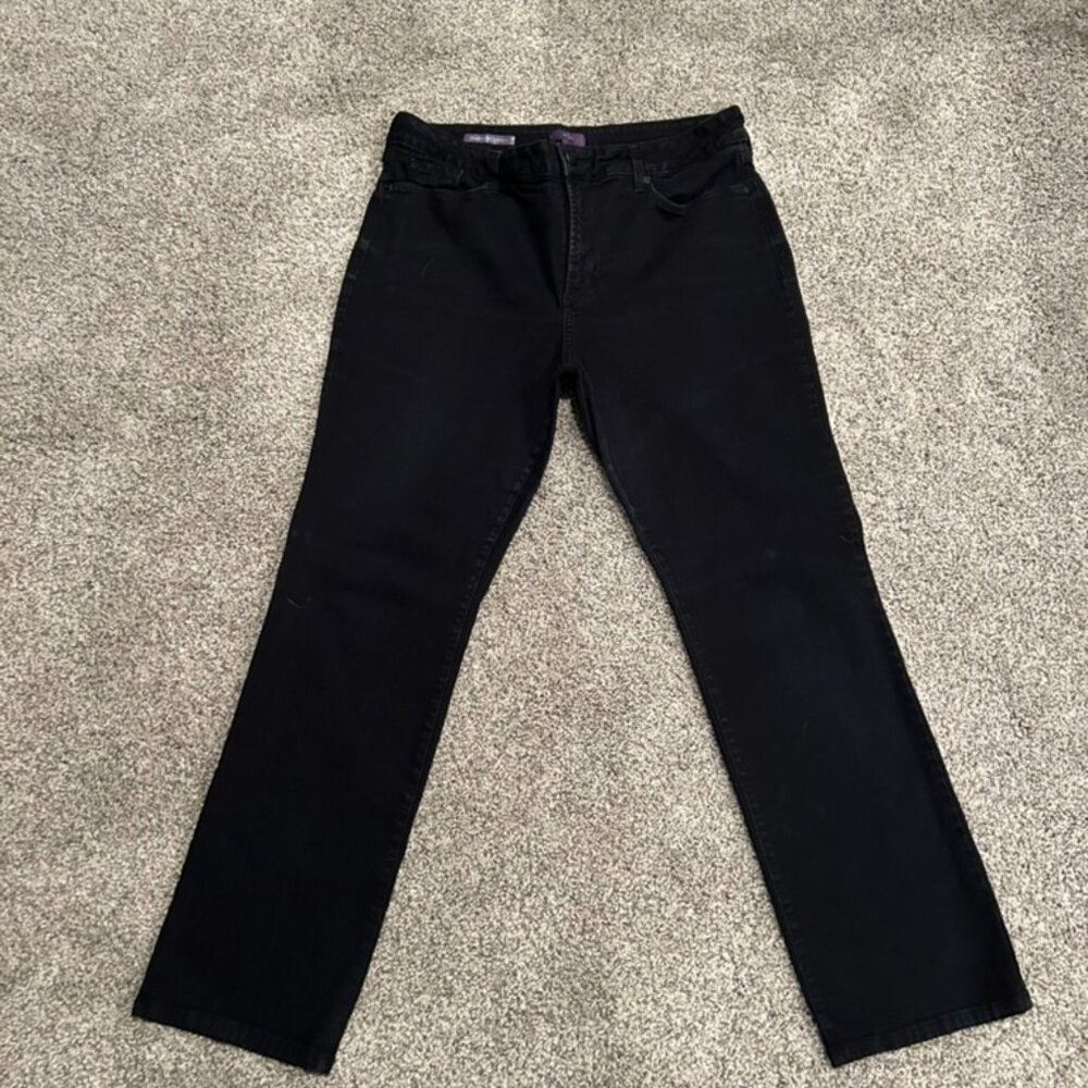 NYDJ Women's Marilyn Straight Black Jeans 16P
